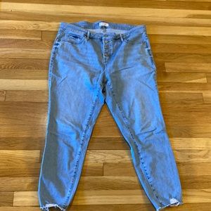 Loft plus size 16 button fly jeans distressed hems